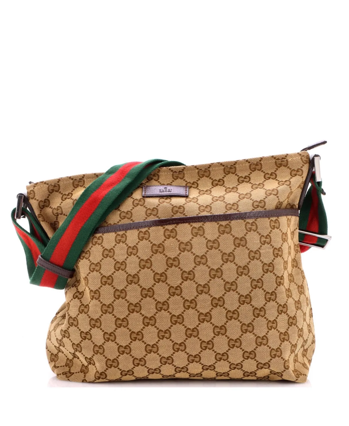Pre-Owned Medium Front Pocket Web Messenger Gg Canvas by Gucci