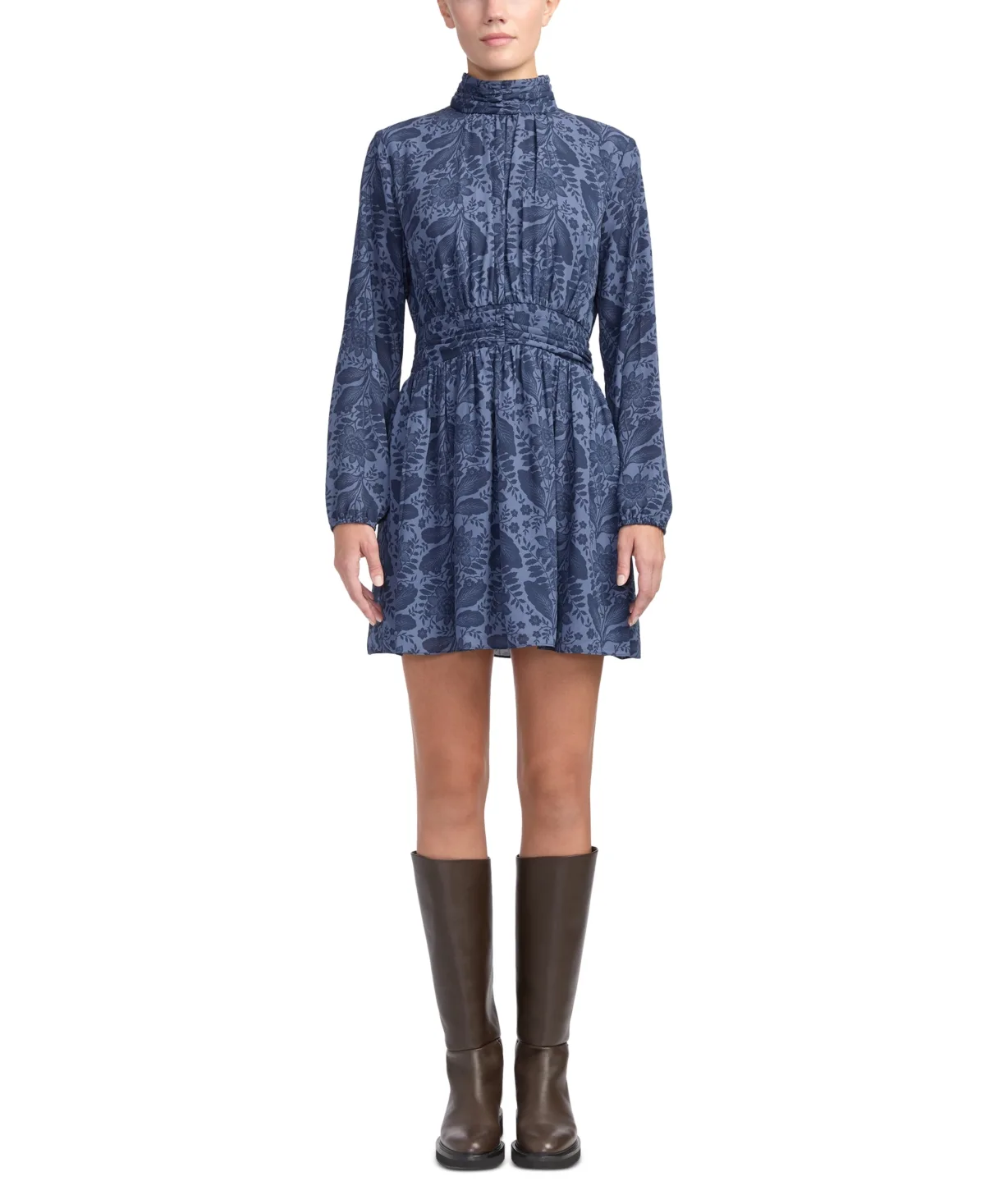Zaylen Long-Sleeve Floral Fit & Flare Mini Dress by Derek Lam