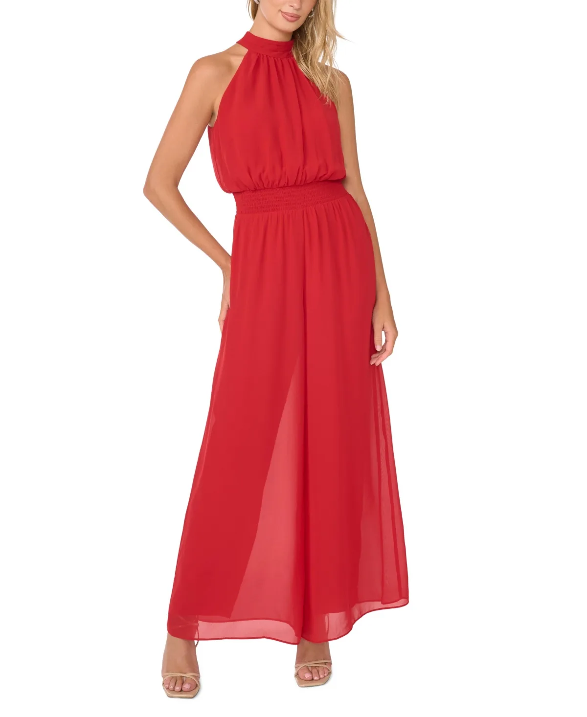 Halter Tie-Back Wide-Leg Jumpsuit by Vince Camuto