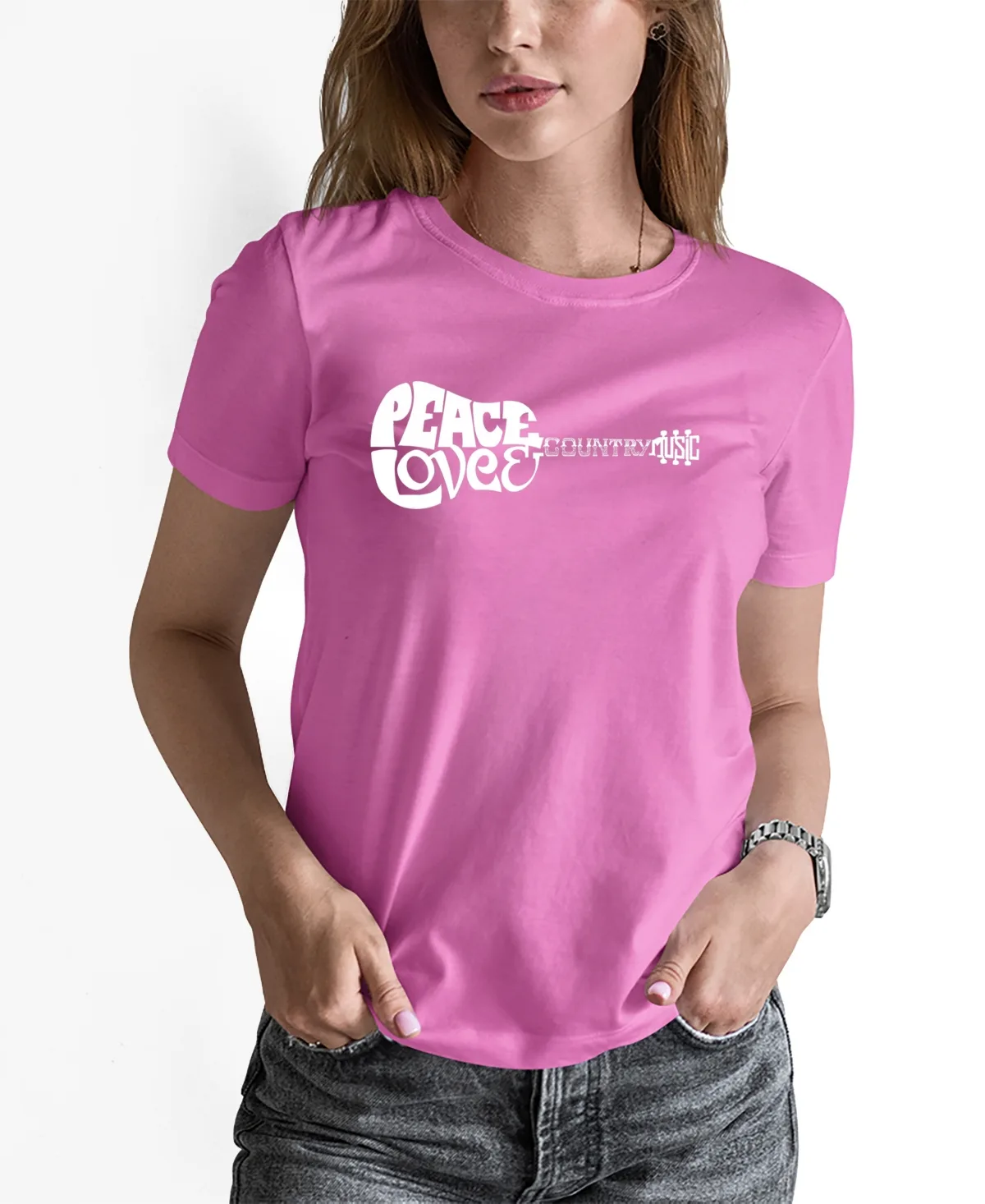 Word Art Peace Love Country Short Sleeve T-Shirt by LA Pop Art