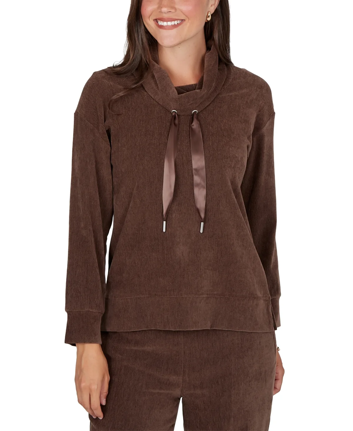 Cowl Neck Ribbed Knit Long Sleeve Pullover by Ruby Rd