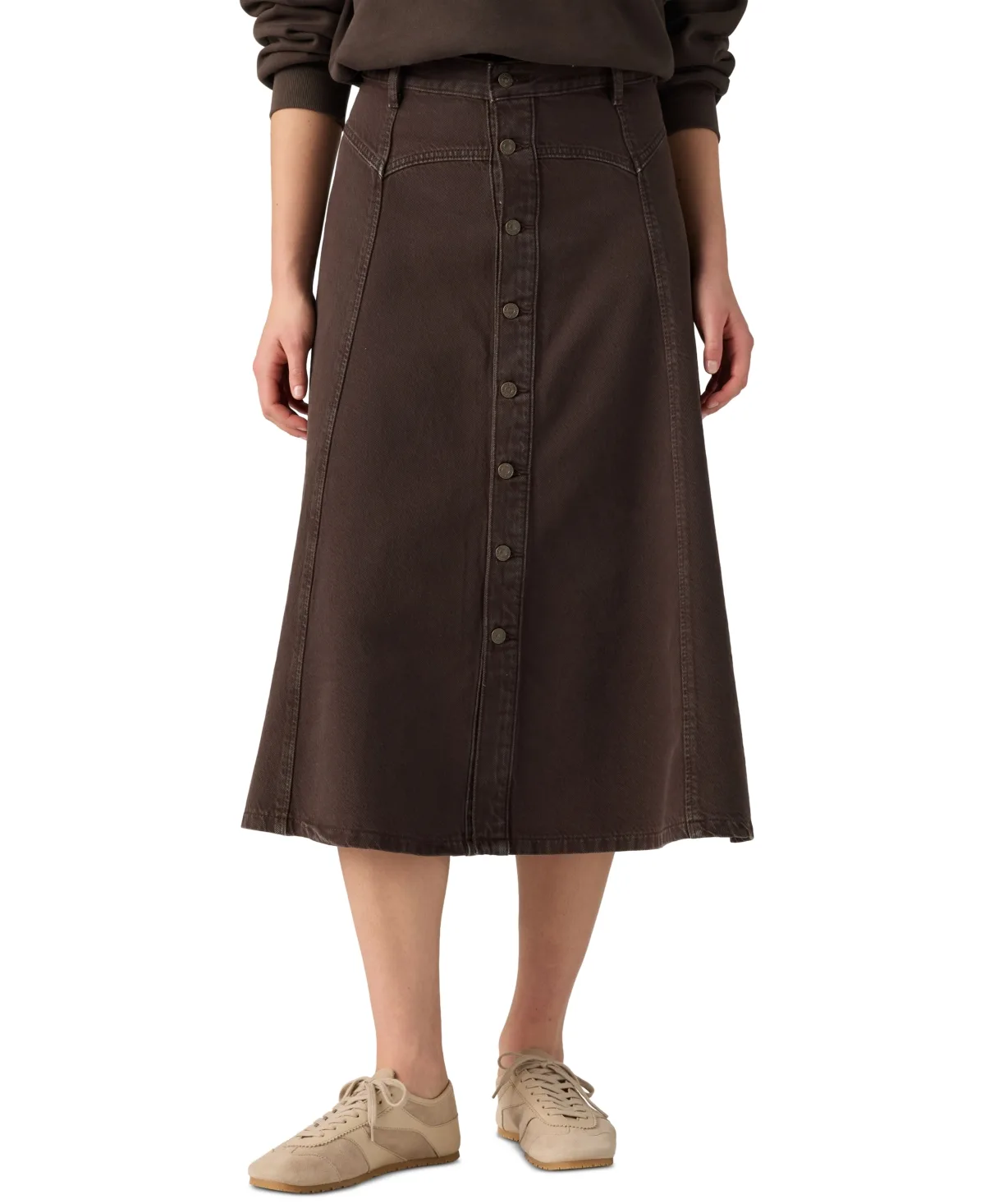Yoked Western Midi A-Line Denim Skirt by Levi's