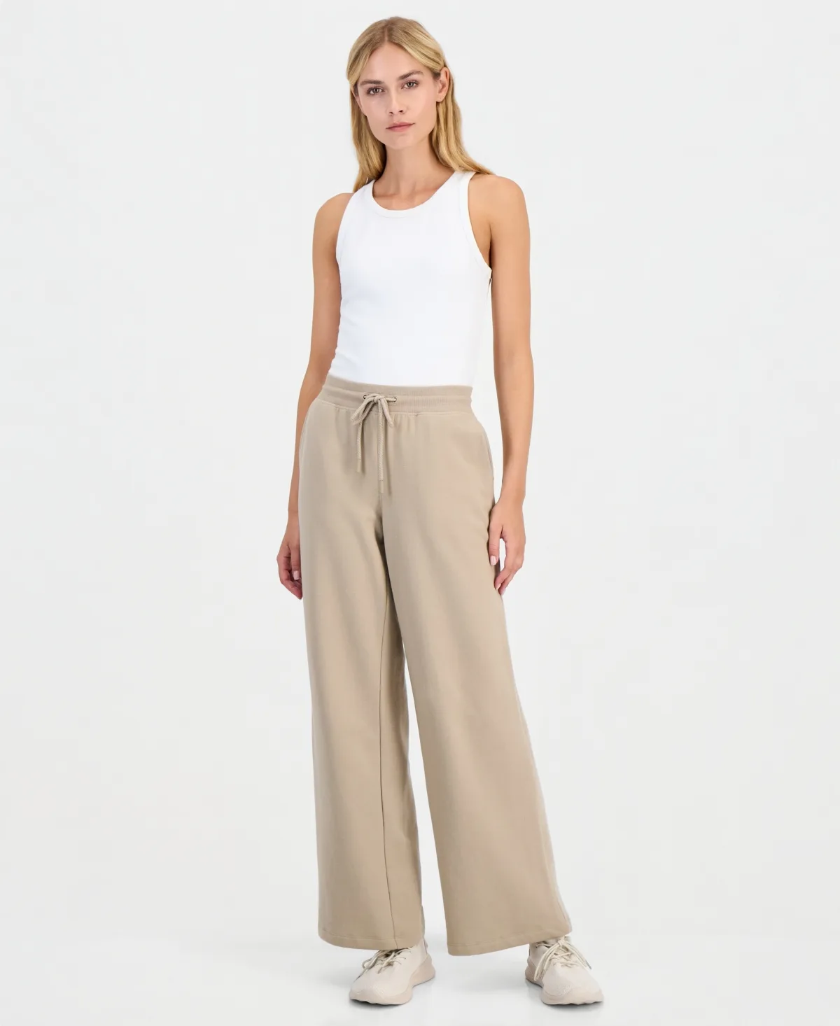 Fleece Open-Hem Wide-Leg Pants