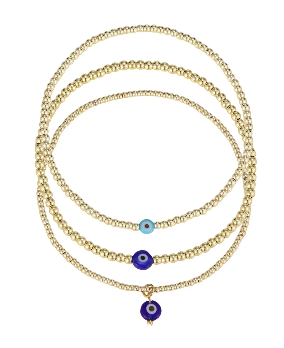 Gold-Tone Evil Eye Beaded Stretch Bracelets, 3-Piece Set