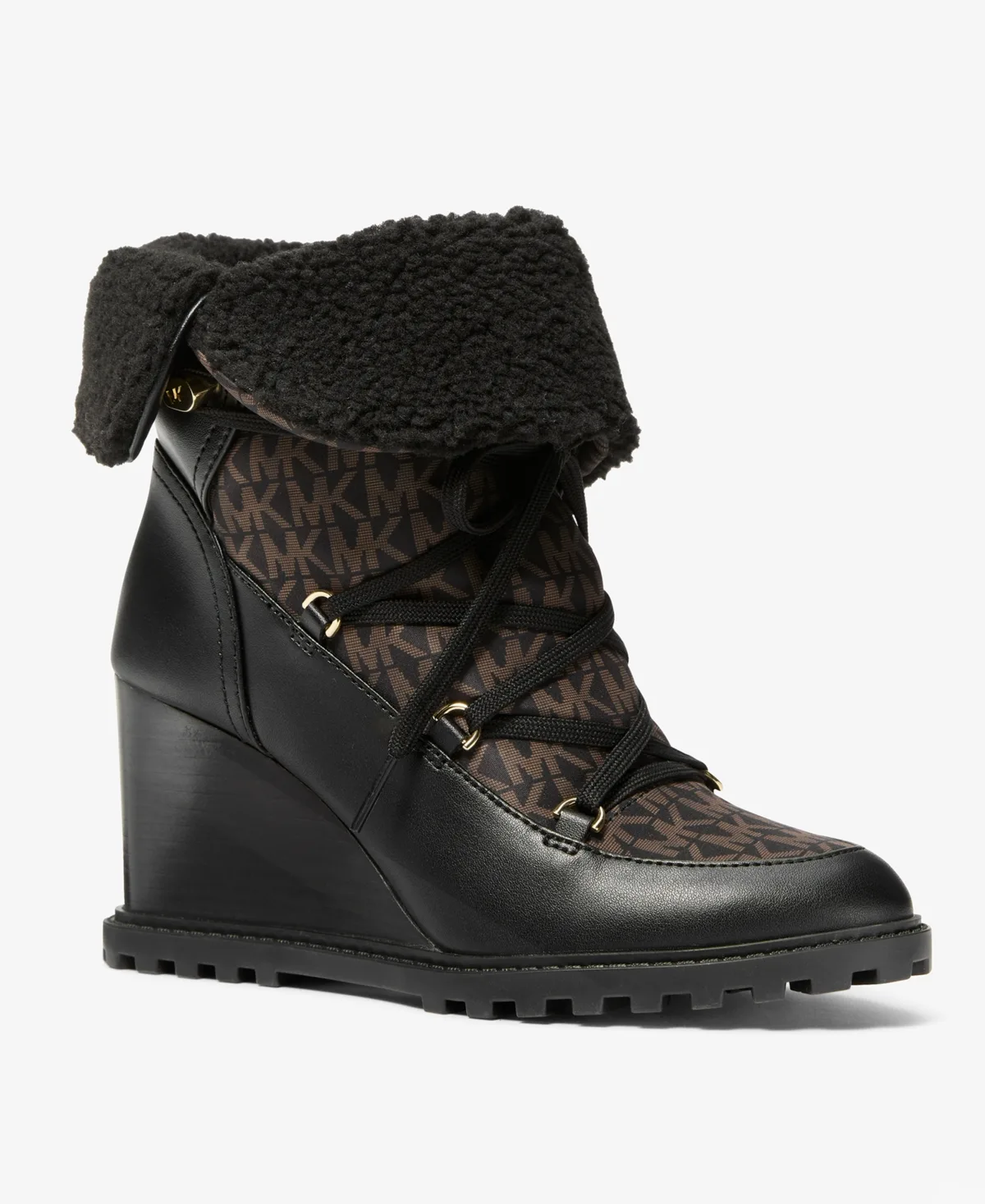 Blakely Wedge Shearling-Accented Booties by MICHAEL Michael Kors