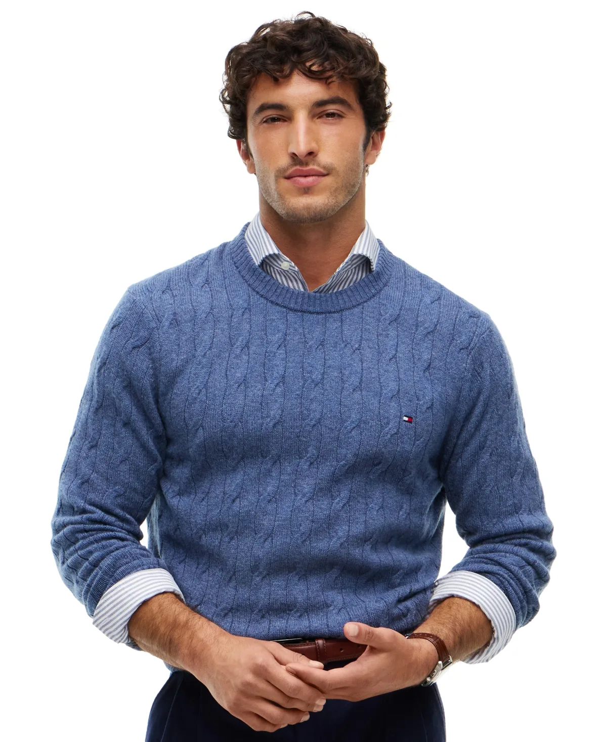 Lambswool Cable Crew Regular-Fit Sweater by Tommy Hilfiger
