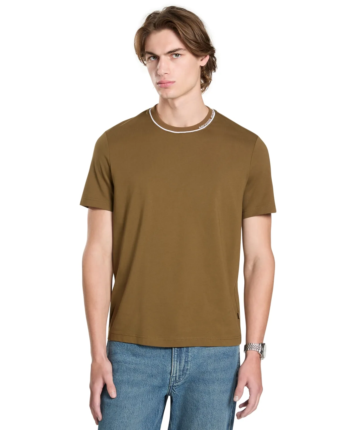 Contrast Tipping Crewneck T-Shirt by MICHAEL Michael Kors