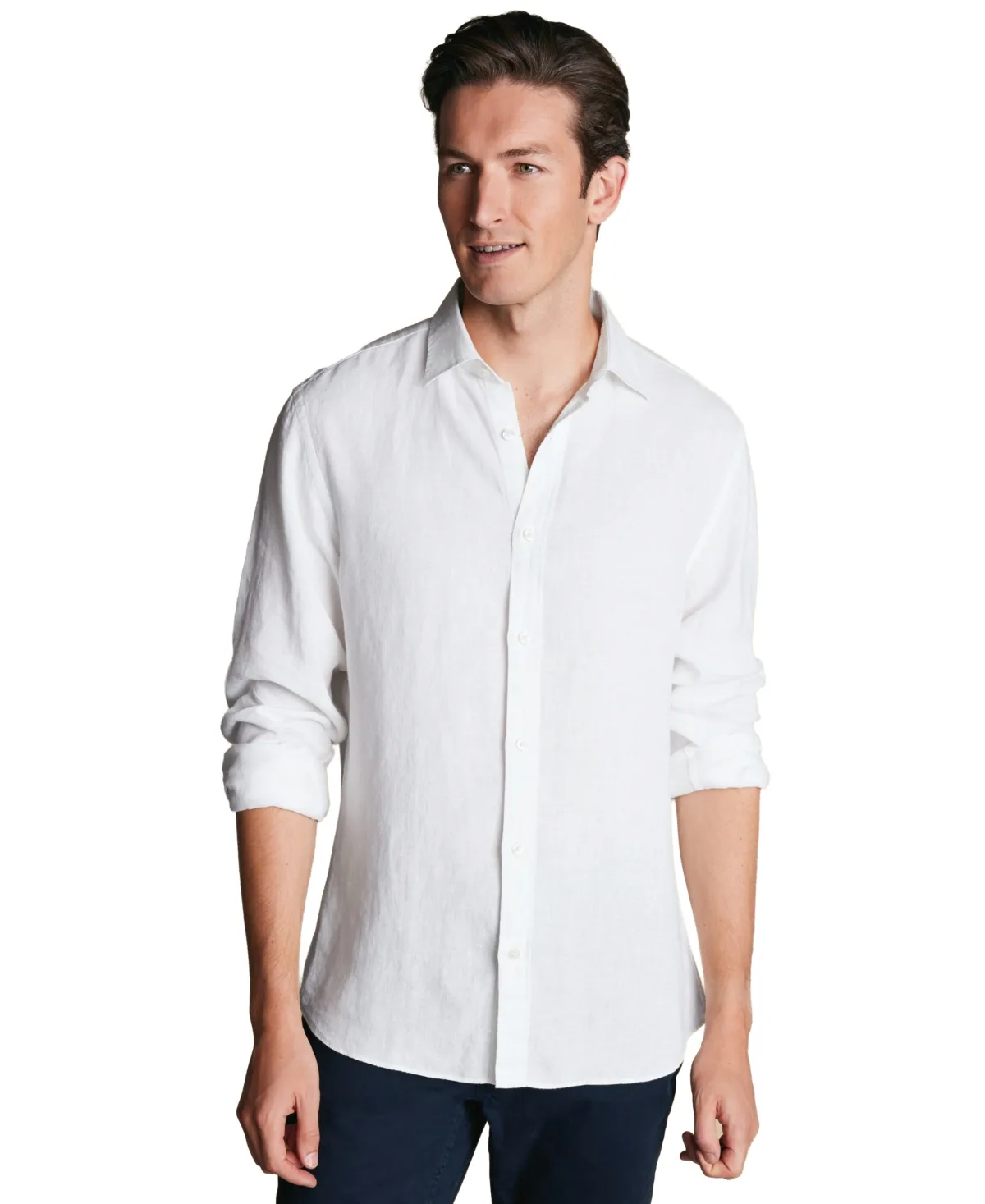 Slim-Fit Long-Sleeve Classic-Collar Linen Button-Up Shirt by Charles Tyrwhitt