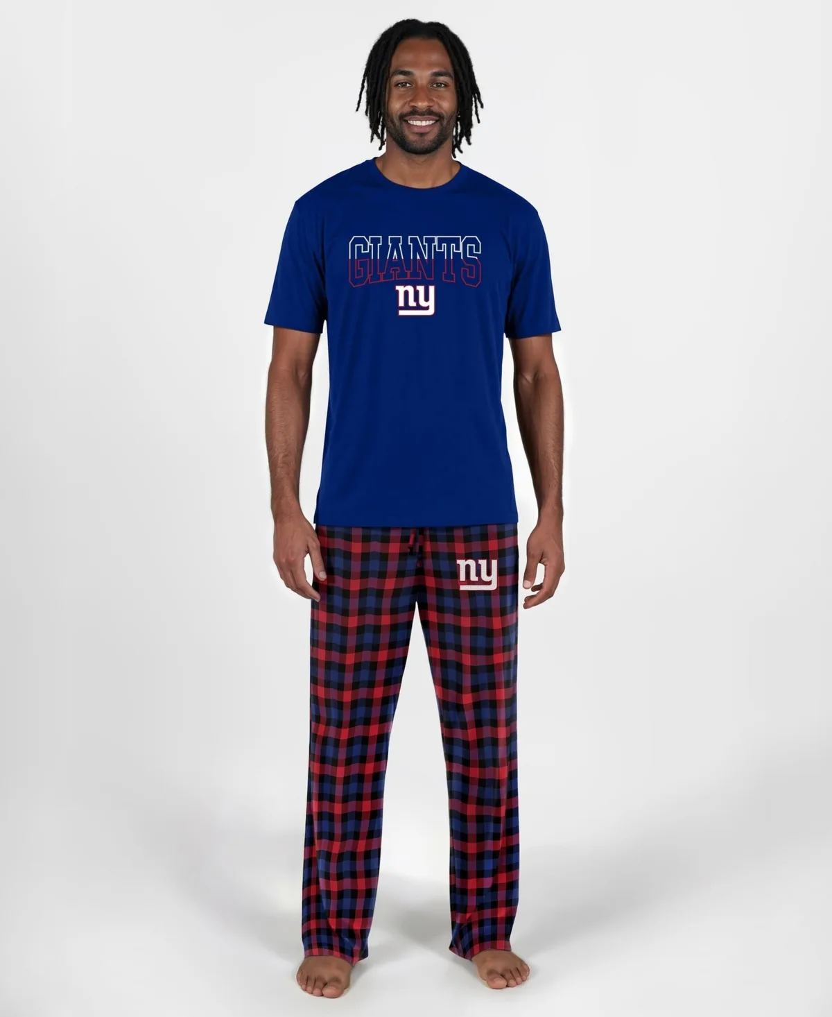 New York Giants Highland Plaid T-Shirt and Pants, 2-Piece Set by Concepts Sport