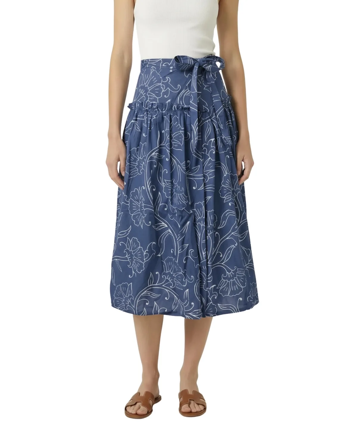 Floral-Print High-Waisted Midi Skirt by Modenaire