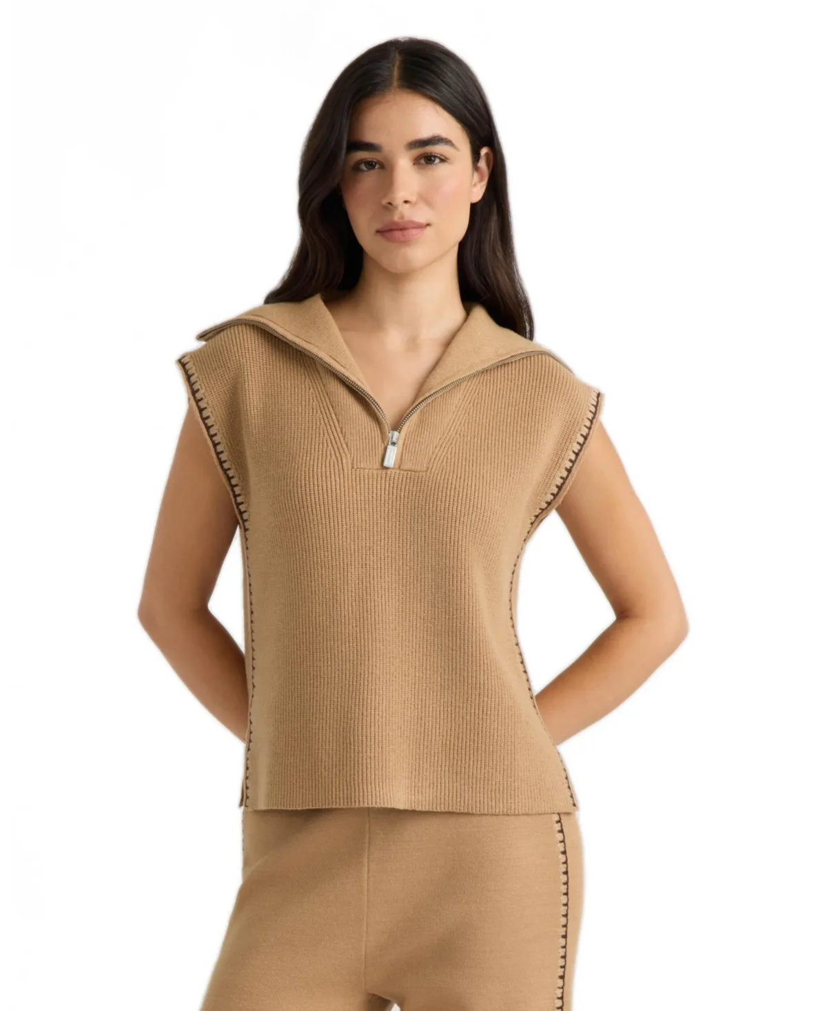 Half-Zip Sweater with Embroidery Stitch by Hunter