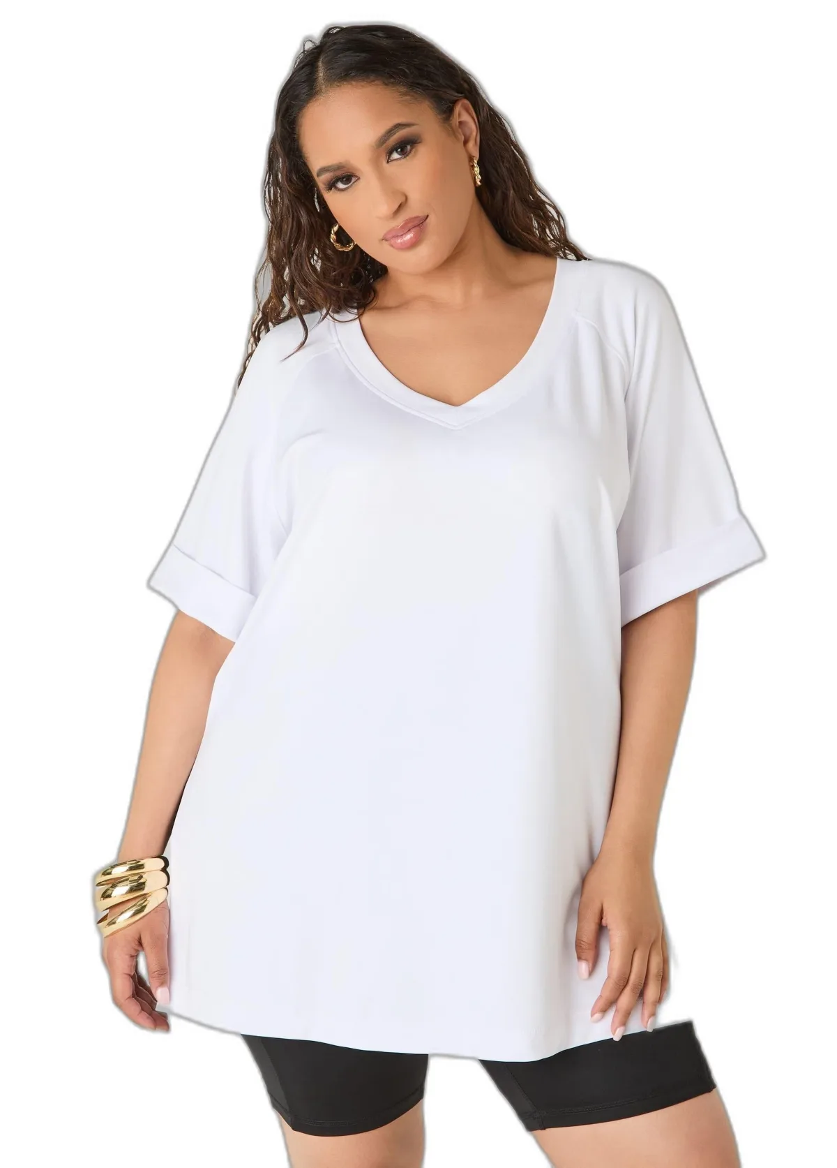Athletic Knit Side Split Top by Ashley Stewart