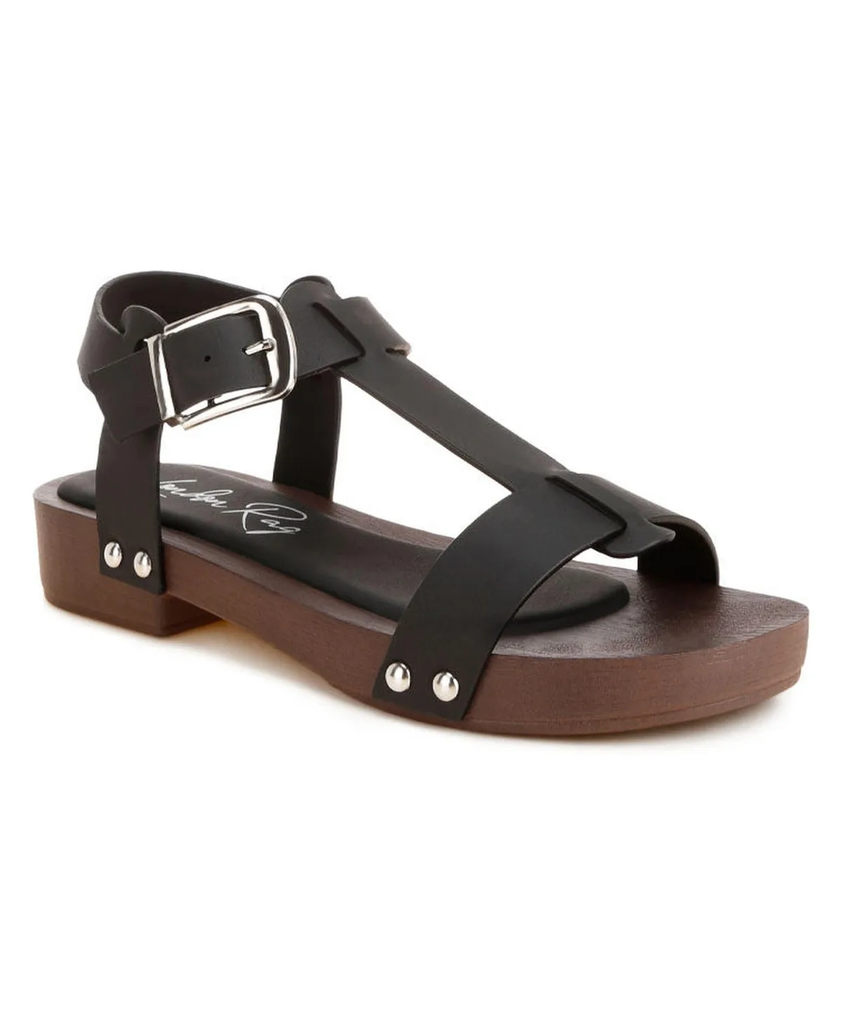 Arden Studded Strappy Low-Block Heel Sandals by London Rag