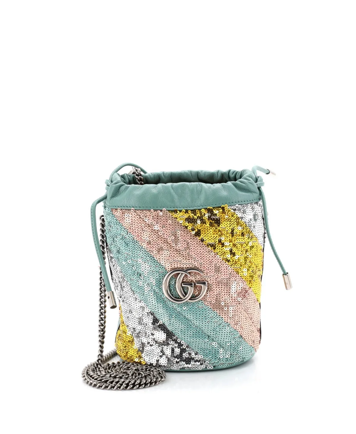 Pre-Owned Mini Gg Marmont Bucket Bag Diagonal Quilted Sequins by Gucci