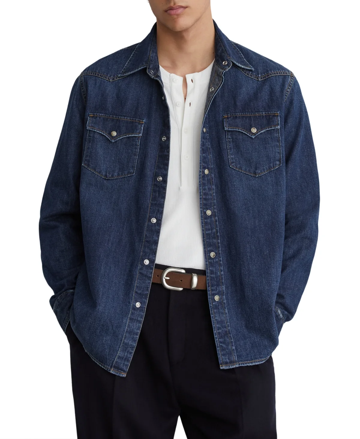 Mountain Western Long-Sleeve Regular-Fit Denim Shirt
