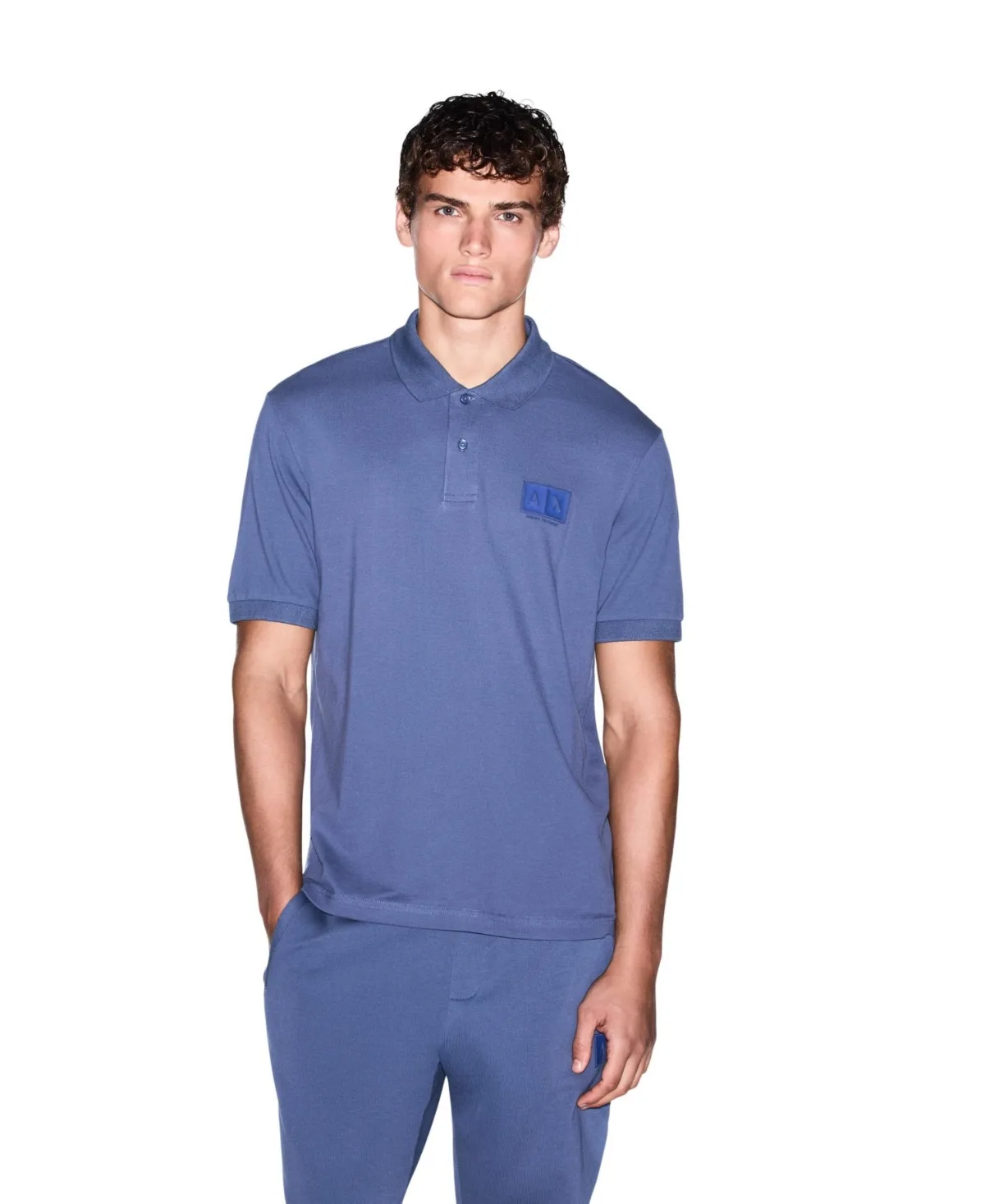 A - x Armani Exchange Ax Box Logo Short-Sleeve Slim Fit Polo Shirt by Armani