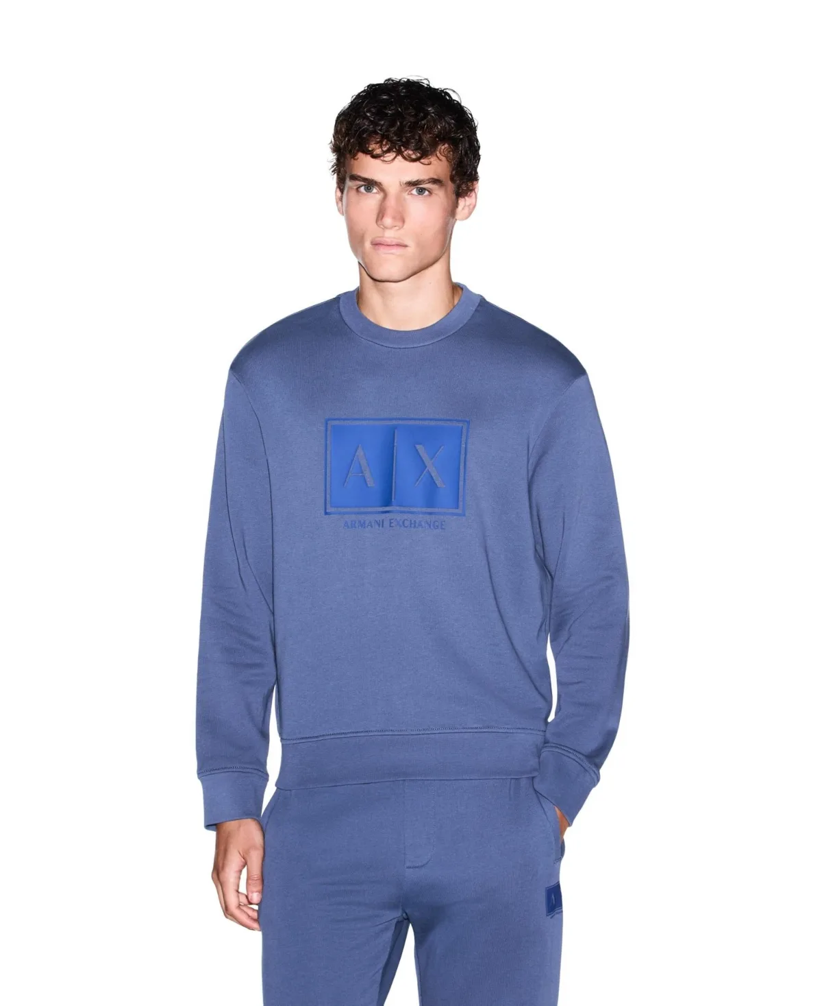 A - x Armani Exchange Box Logo Graphic Crewneck Sweatshirt by Armani