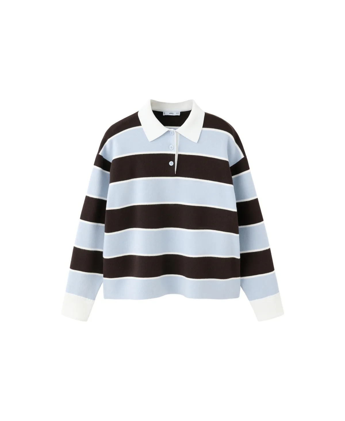 Striped Long-Sleeve Polo Sweater by Mango
