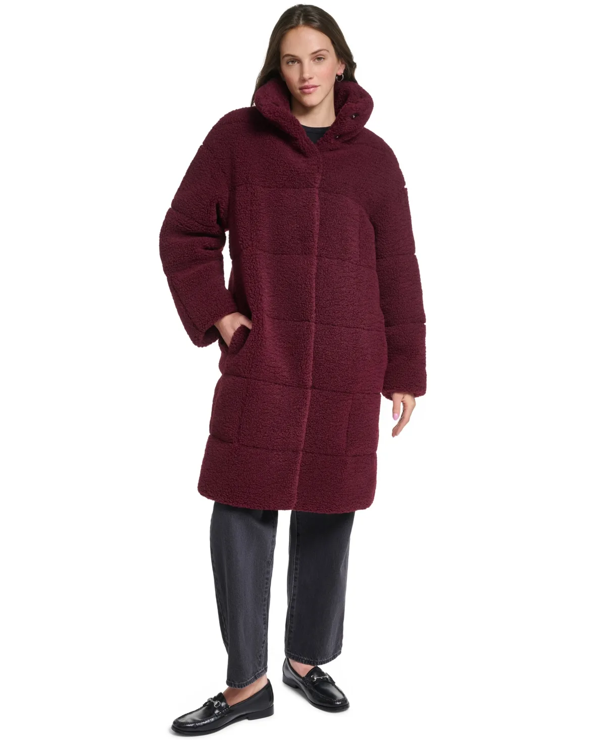 Long Sherpa Snap-Closure Teddy Coat by Levi's