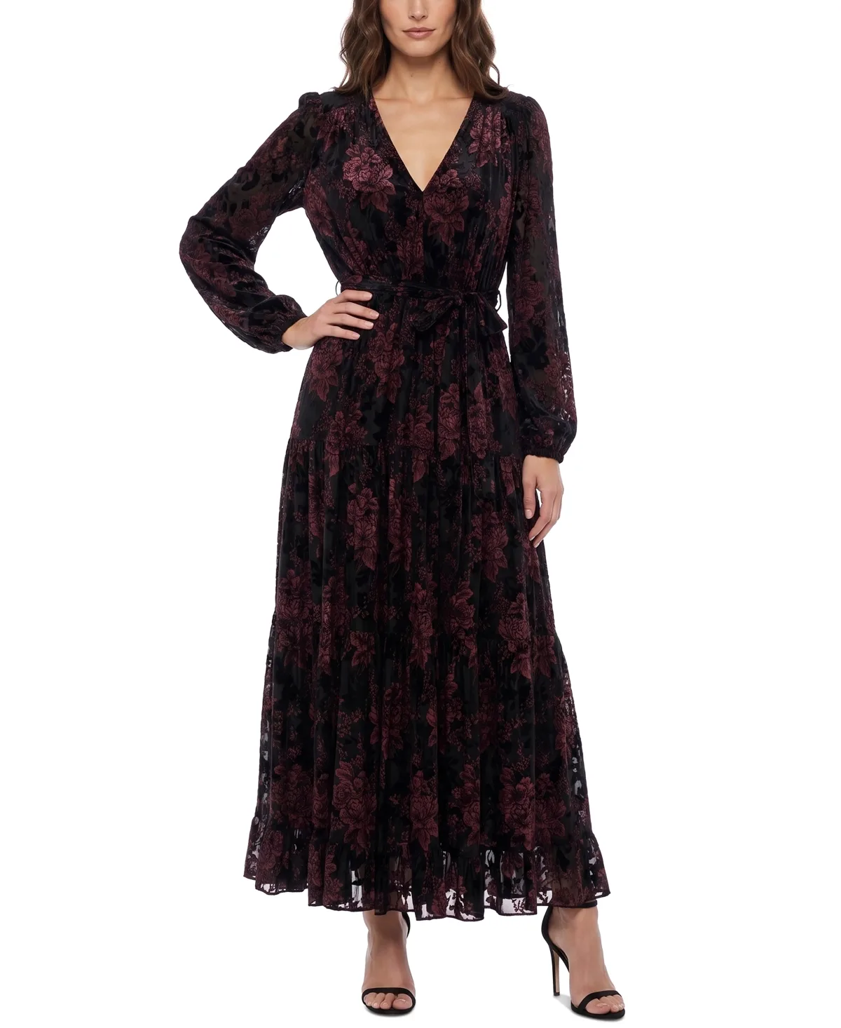 Floral-Print Puff-Sleeve Fit & Flare Dress by Taylor