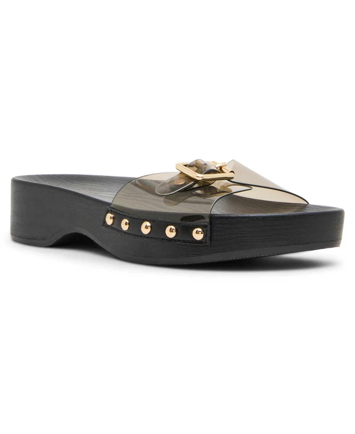 Cravin Buckled Wooden Platform Slide Sandals