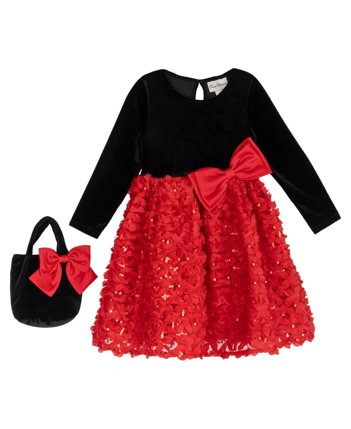 Long-Sleeve Velvet Fit & Flare Dress by Rare Editions
