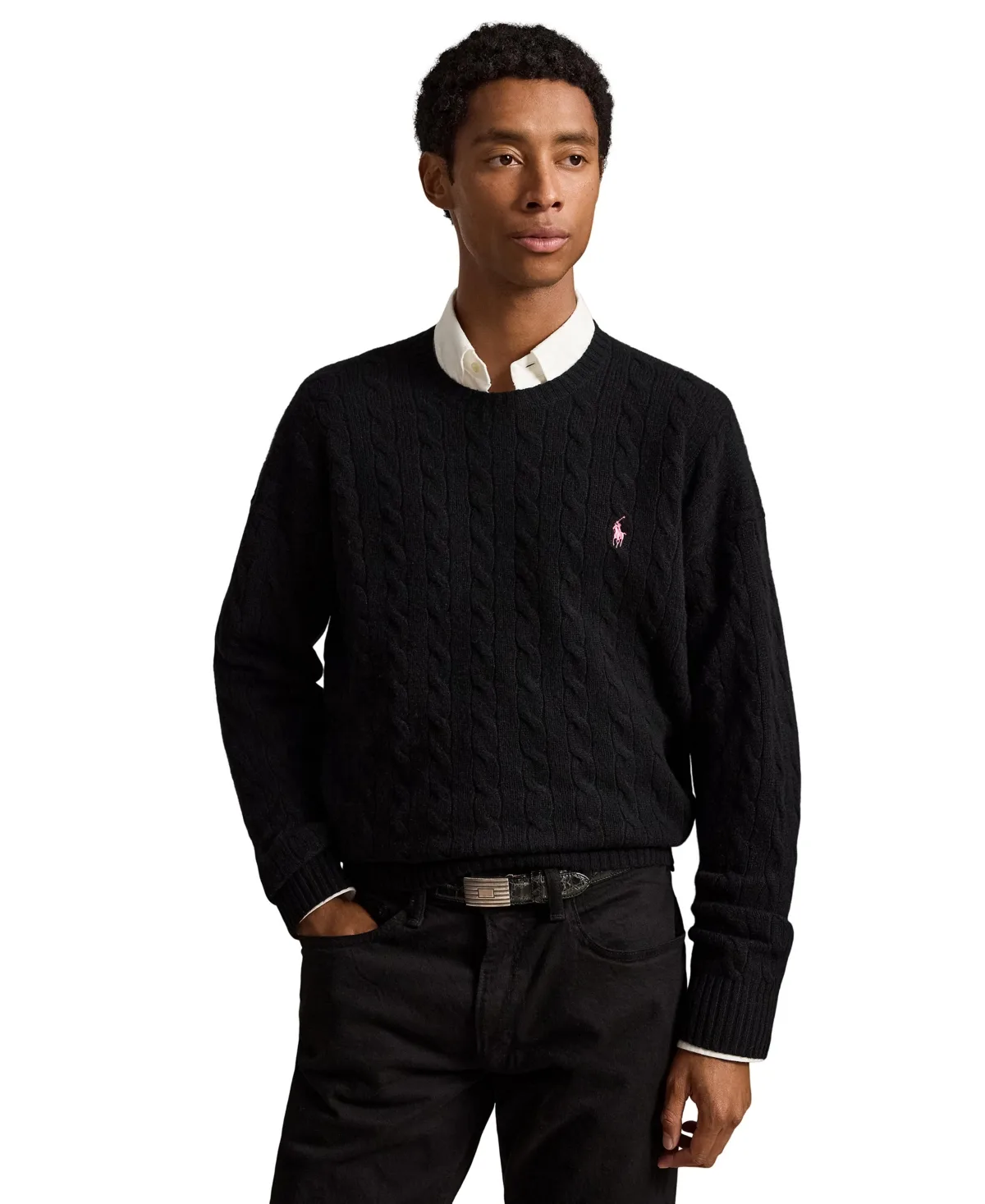 Pink Pony Cable-Knit Relaxed-Fit Wool-Cashmere Sweater