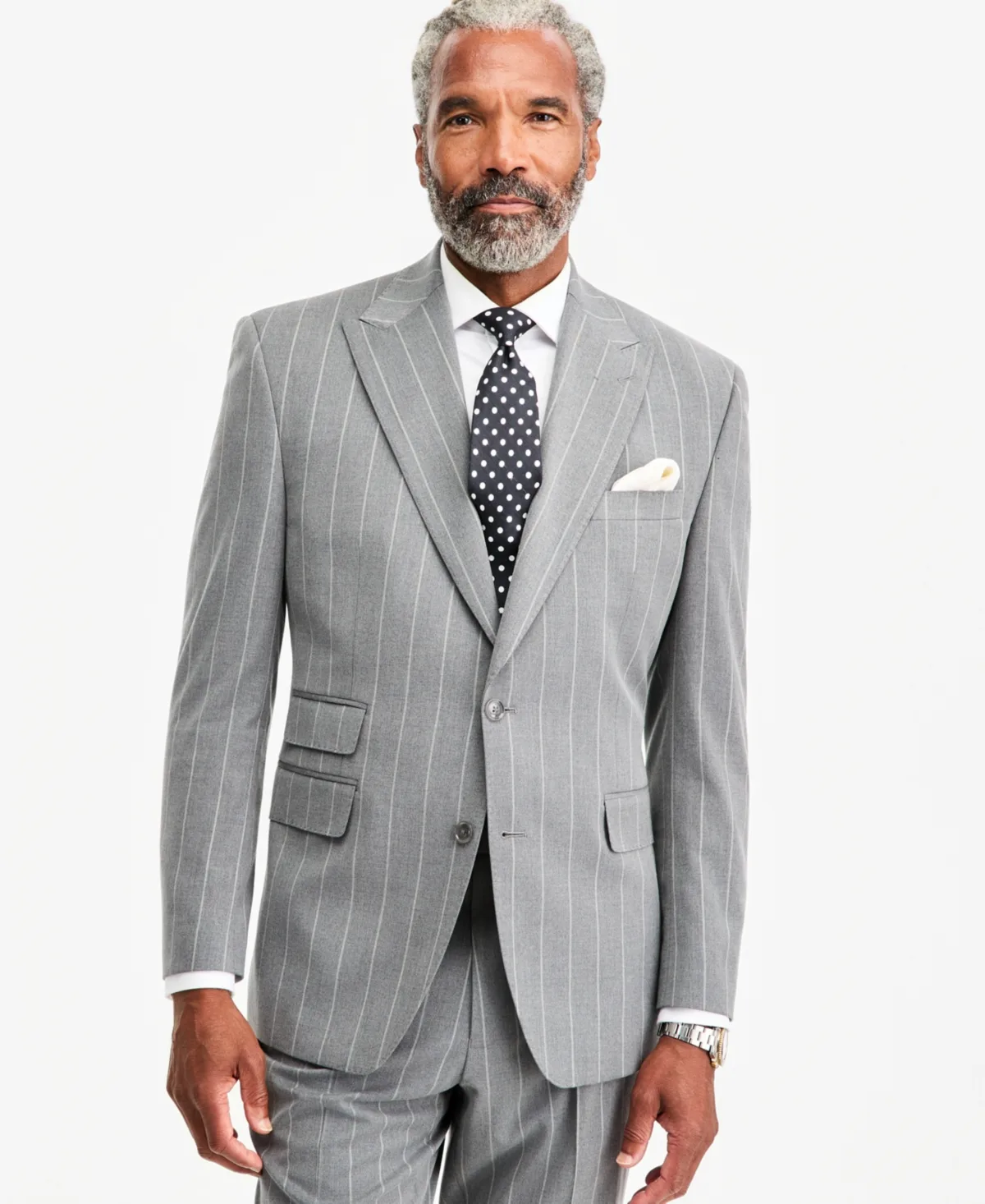 Classic-Fit Pinstripe Suit Separate Jacket by Tayion Collection