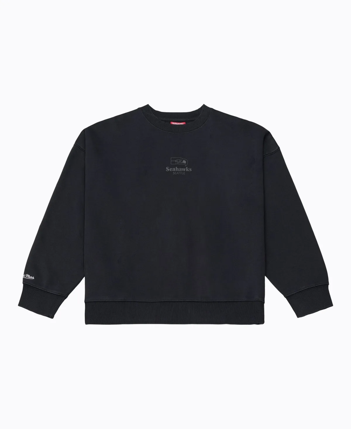 Core Essentials Micro Logo Seattle Seahawks Graphic Crewneck Sweatshirt by Mitchell & Ness