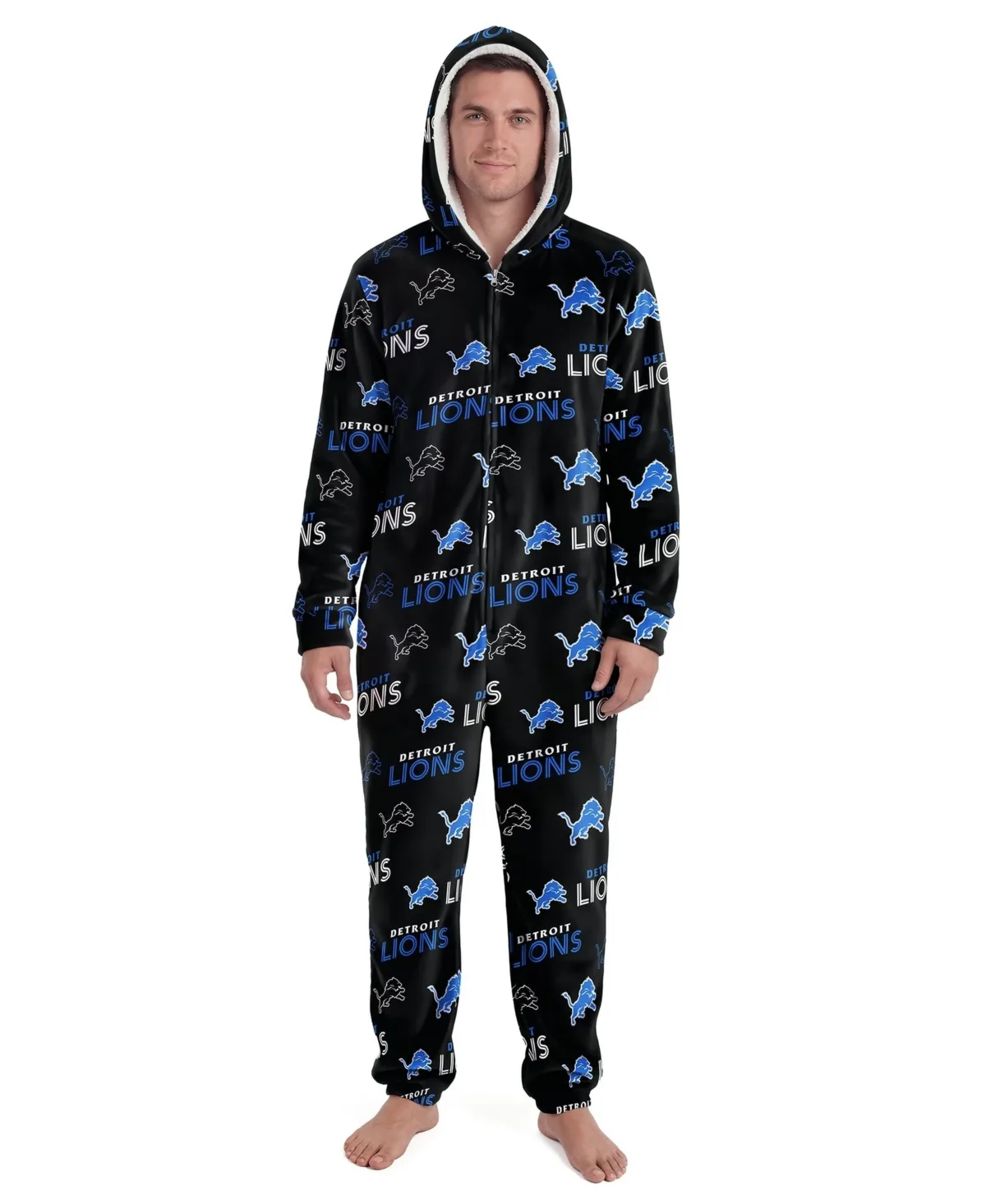 Detroit Lions Sidekick Full-Zip Hooded Coveralls by Concepts Sport