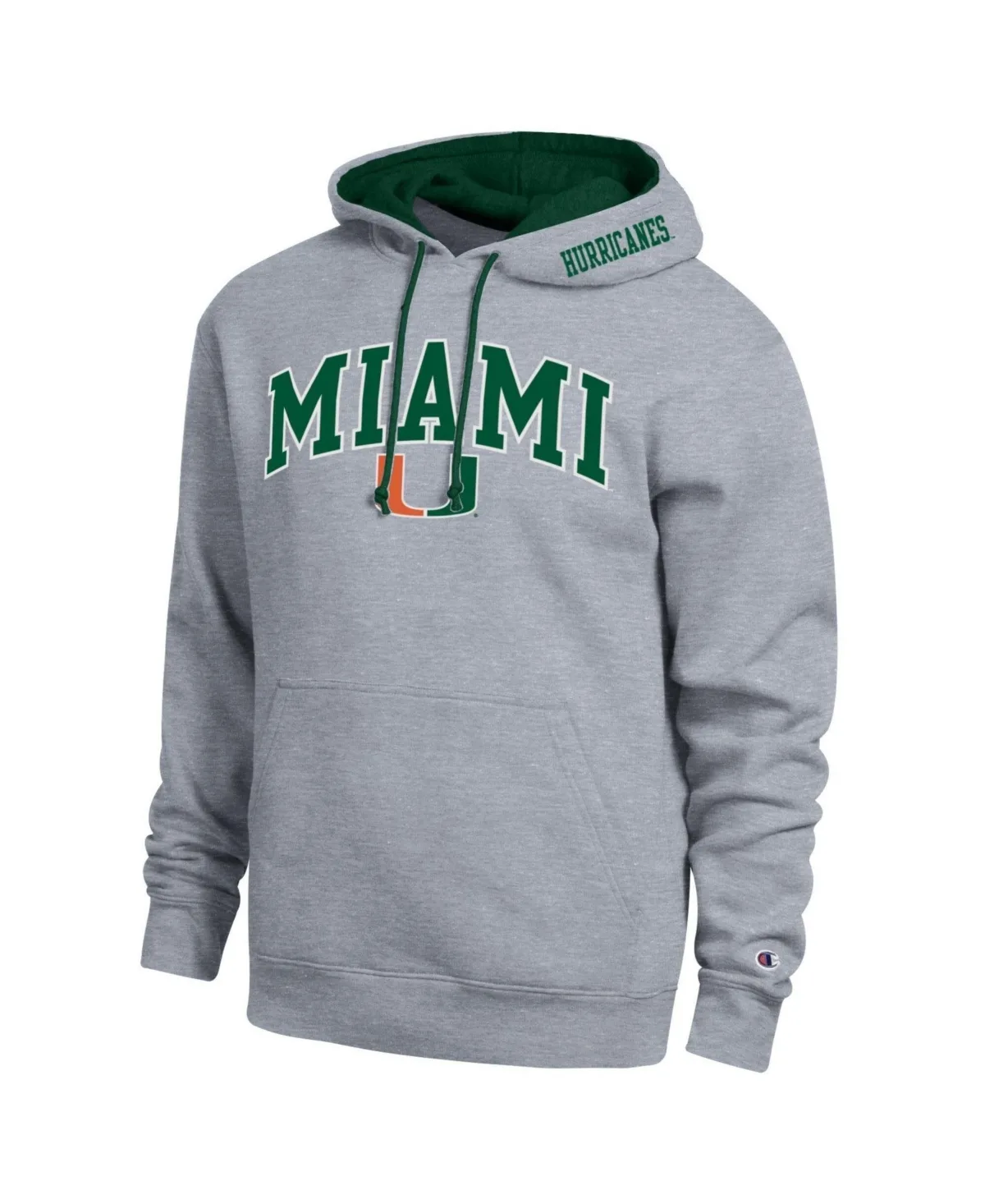 Miami Hurricanes Tackle Twill Graphics Kangaroo Pocket Hoodie by Champion
