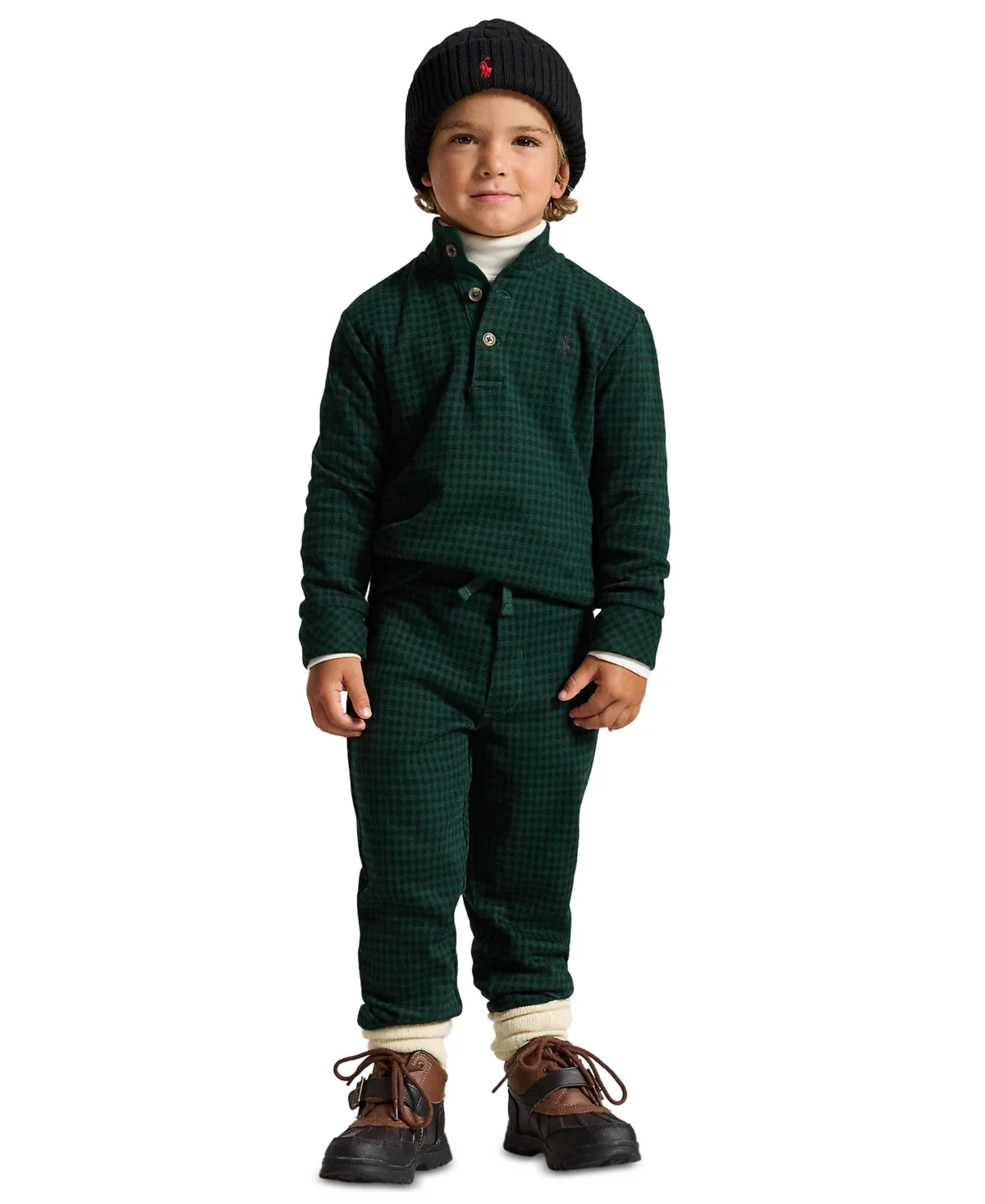 Plaid-Print Mock-Neck Cotton Pullover and Pants, 2-Piece Set by Polo Ralph Lauren