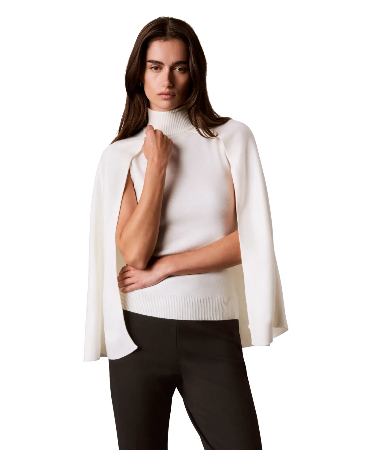 Sleeveless Mock Neck Cape Top by Calvin Klein