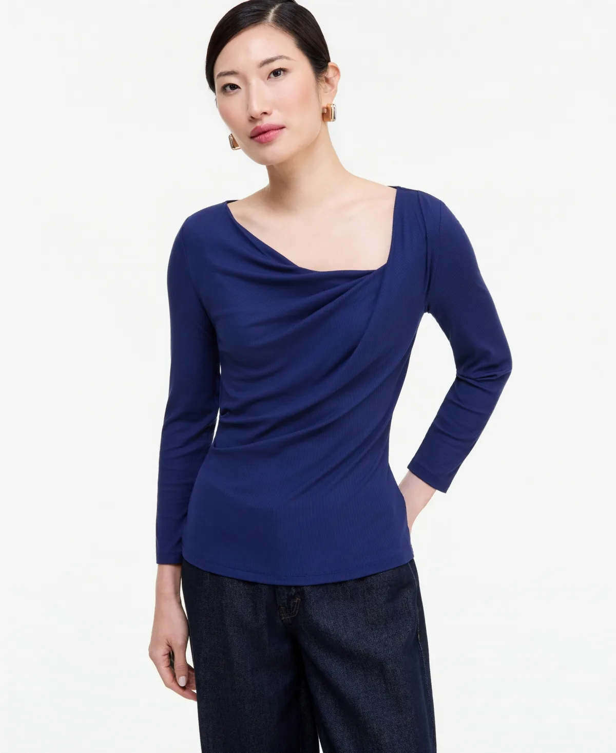 Draped Cowl-Neck Top by INC International Concepts