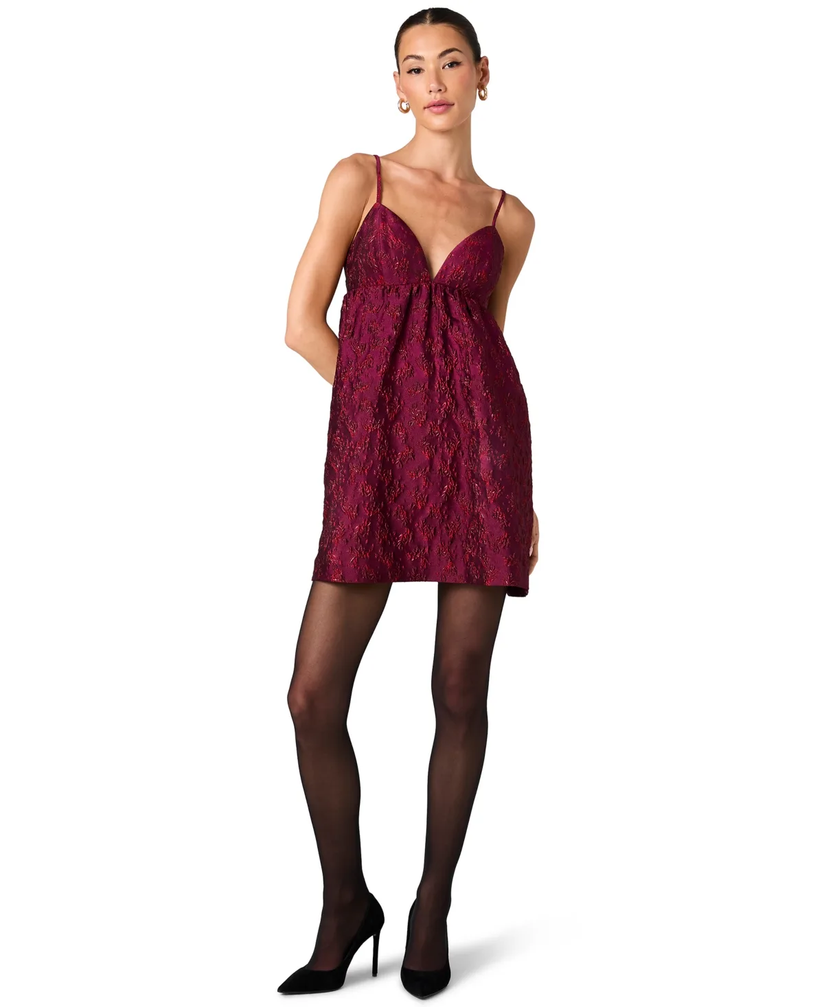 Anaya Floral-Print Plunging V-Neck Jacquard Mini Dress by French Connection