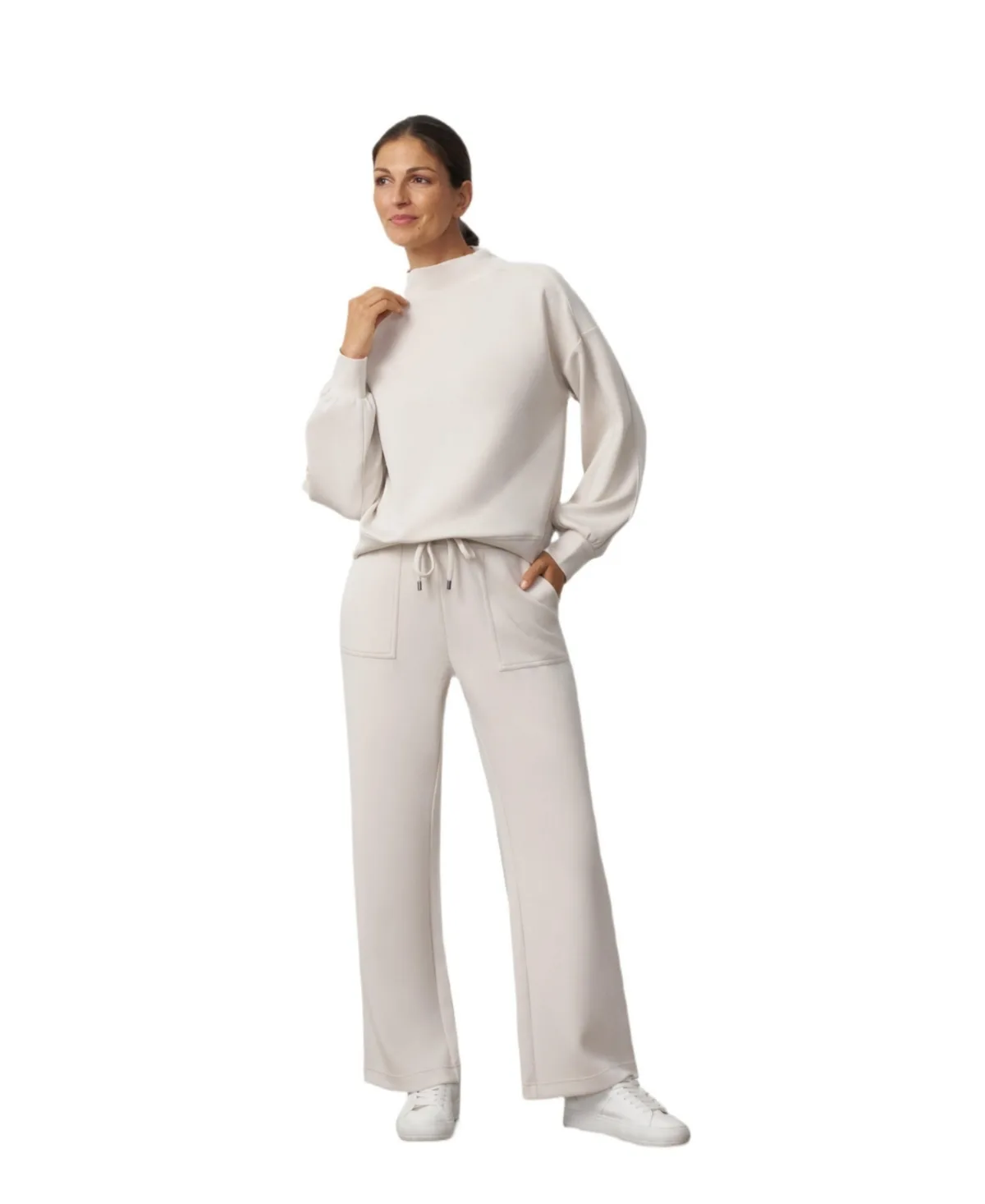 Yummy Mock Neck Long-Sleeve Top and Wide-Leg Pant, 2-Piece Set by Cable & Gauge
