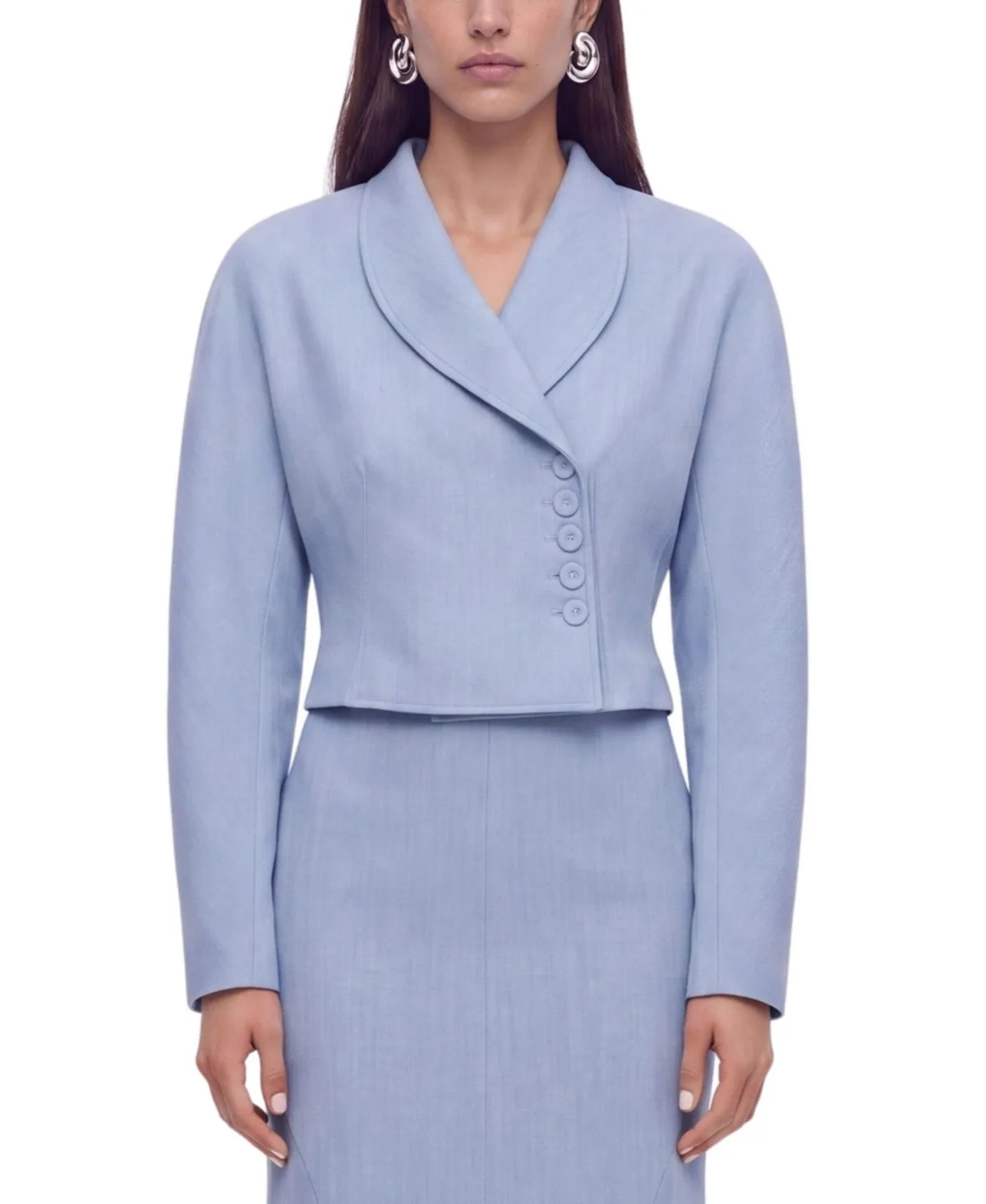 Shawl Collar Slim Fit Cropped Jacket by Nocturne