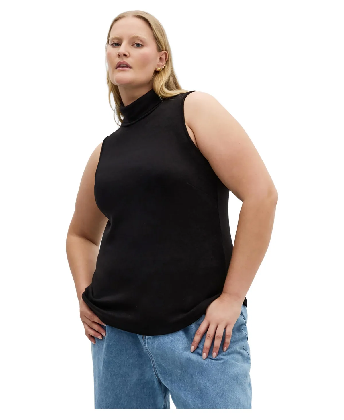 Callie Turtleneck Sleeveless Stretch-Knit Top