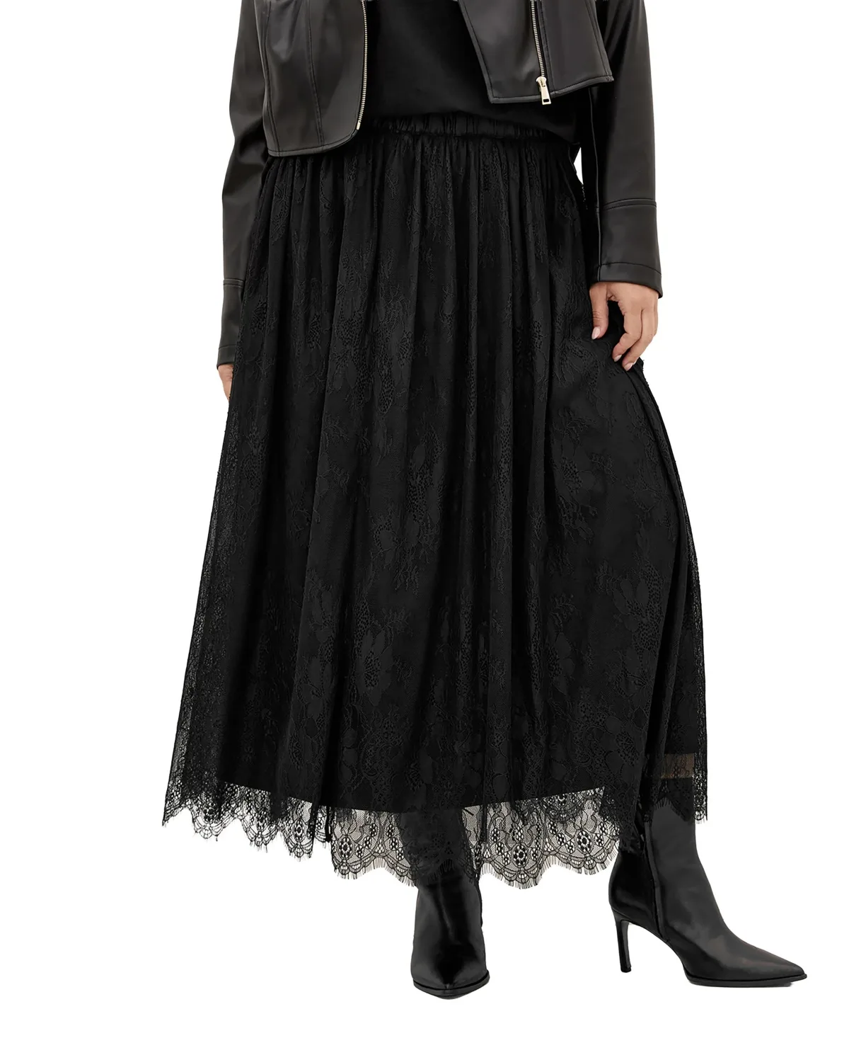 Ivy Lace Mesh Maxi A-Line Skirt