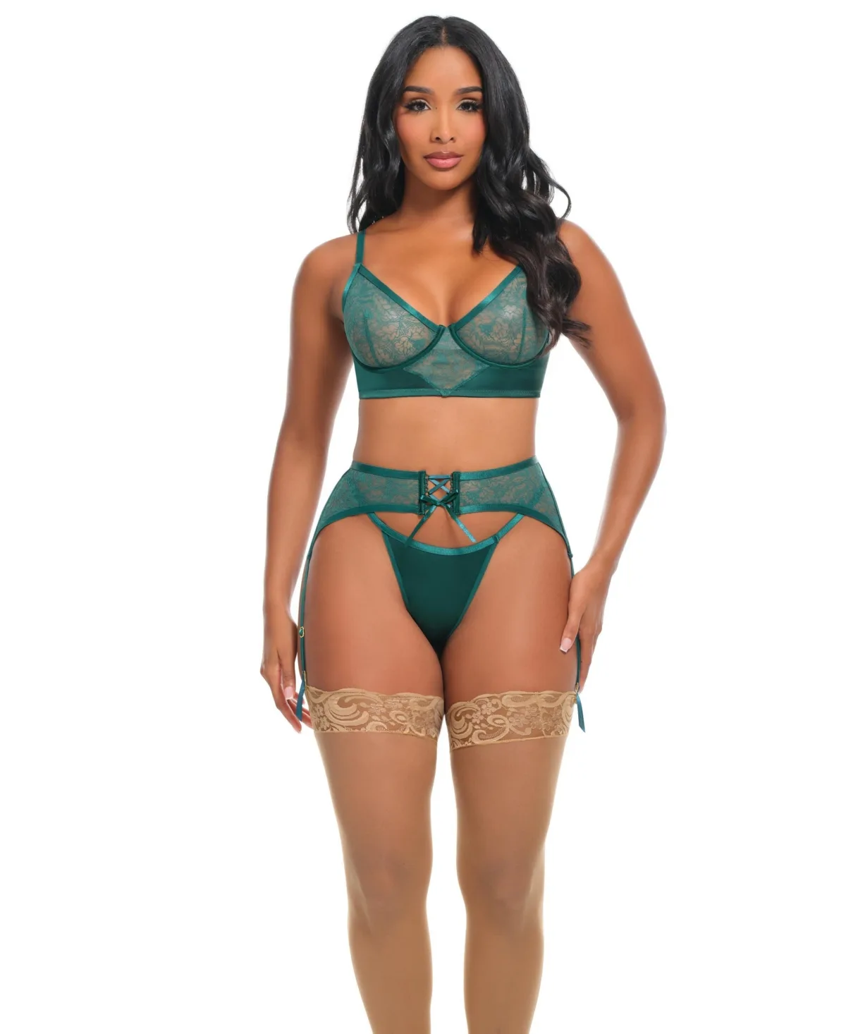 Joyce Lace and Satin 3-Piece Bra Set