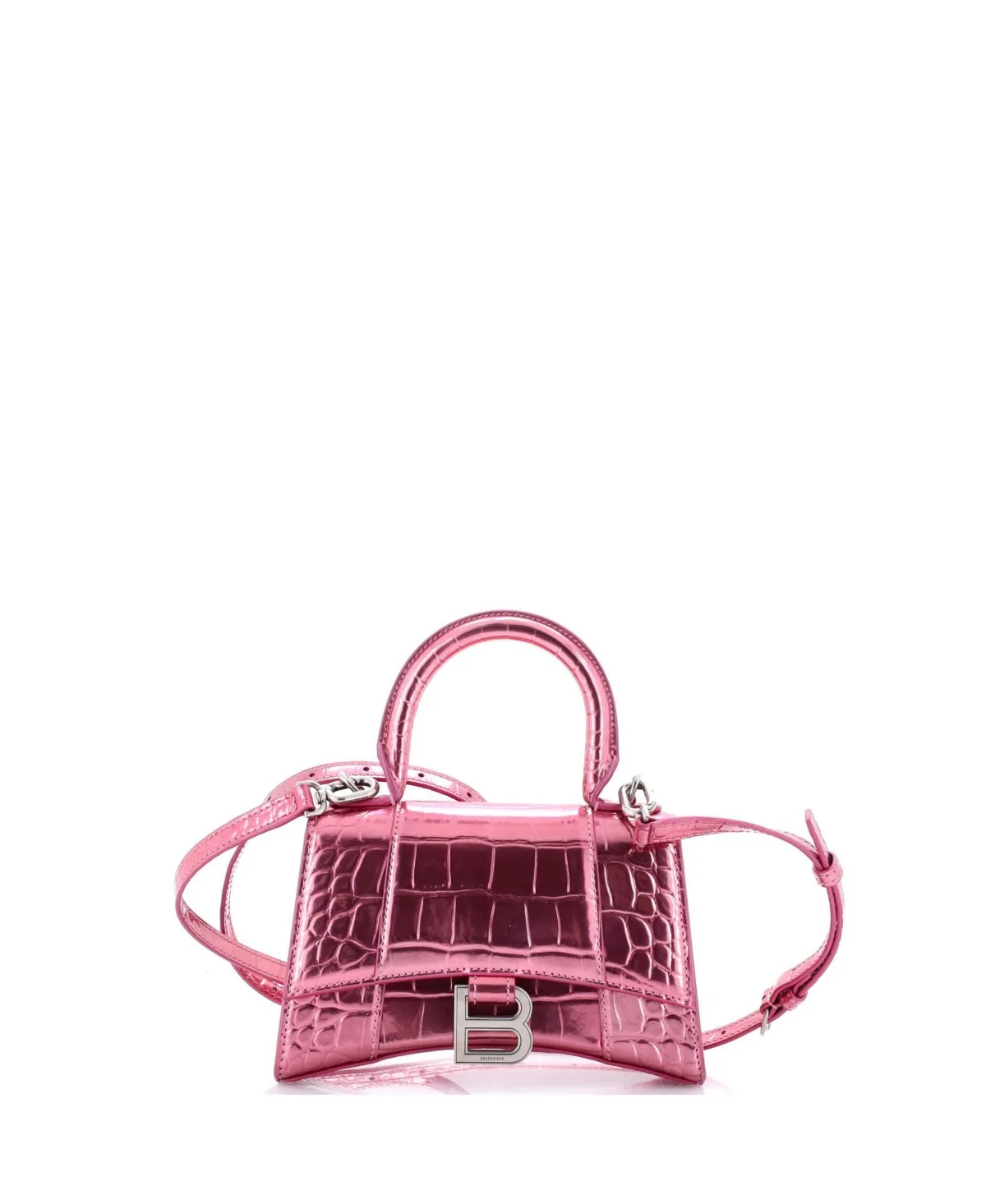 Pre-Owned Xs Hourglass Top Handle Bag Embossed Leather by Balenciaga