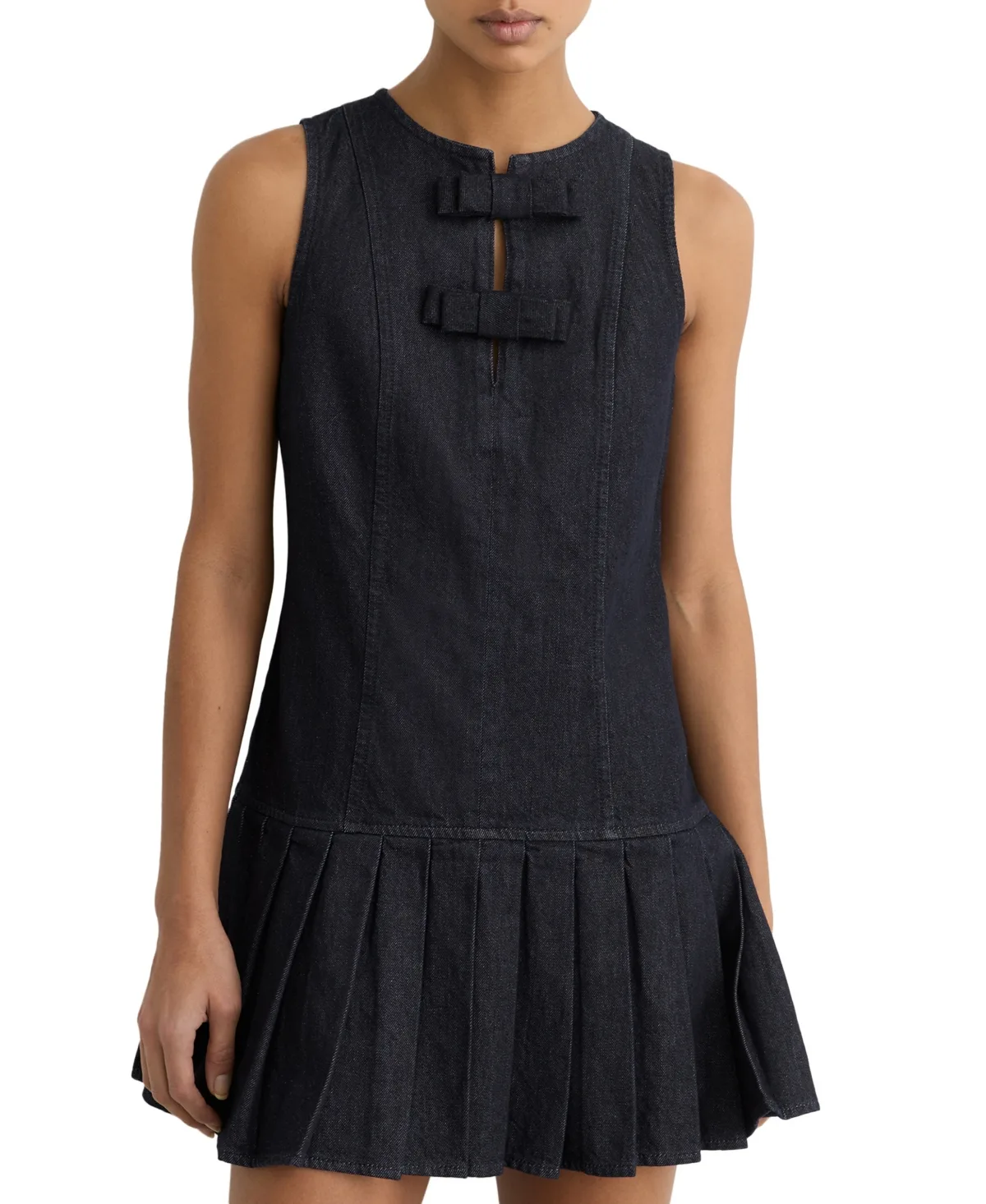 Ruby Denim A-Line Sleeveless Mini Dress by Reiss