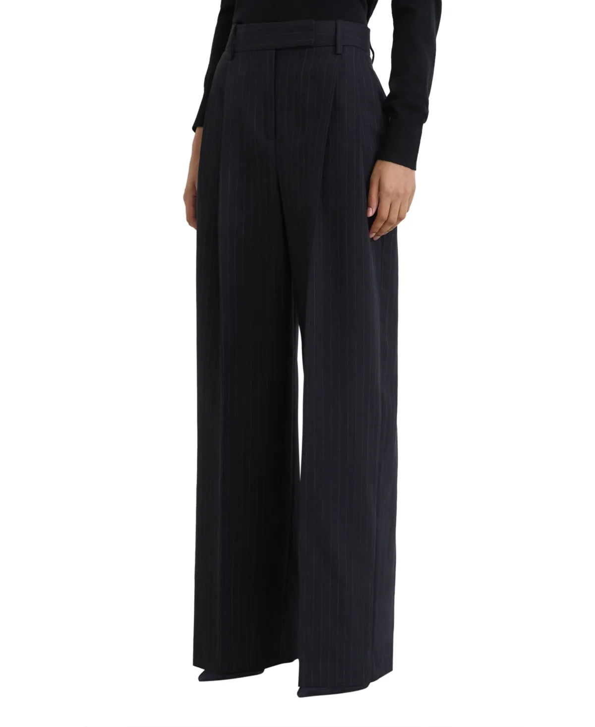 Beck Wide-Leg Pinstripe Wool Pants by Reiss
