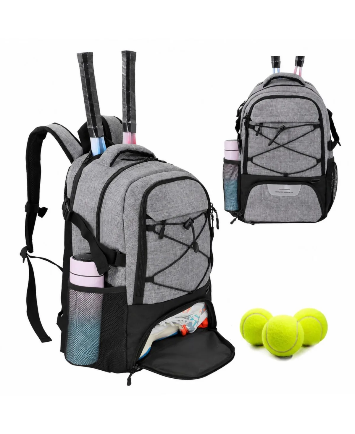 Tennis Racket Backpack with Ventilated Shoe Compartment Padded Rackets Holders
