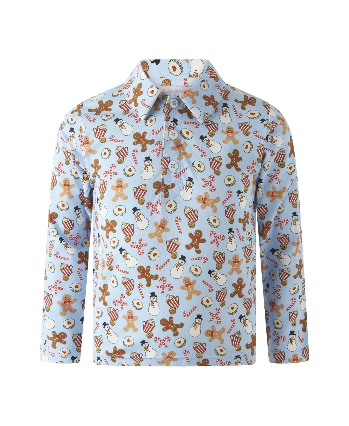 Gingerbread Long-Sleeve Jersey Polo Shirts by Rachel Riley