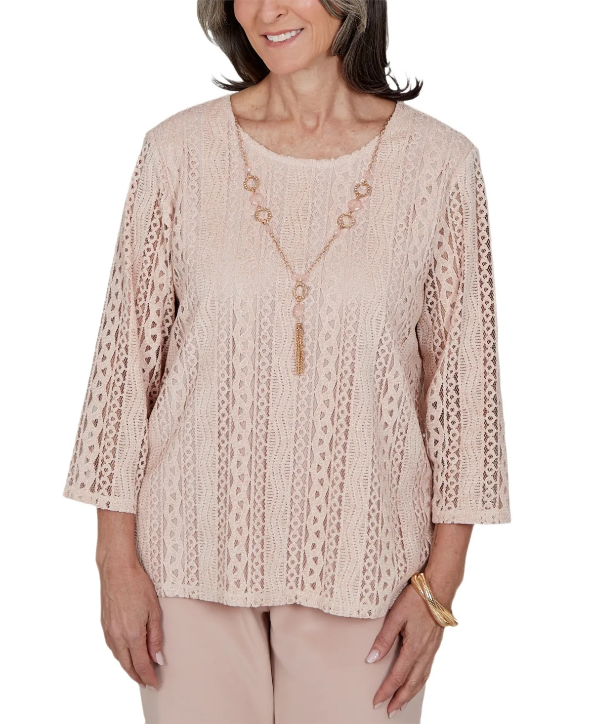 Lace 3/4-Sleeve Blouse by Alfred Dunner