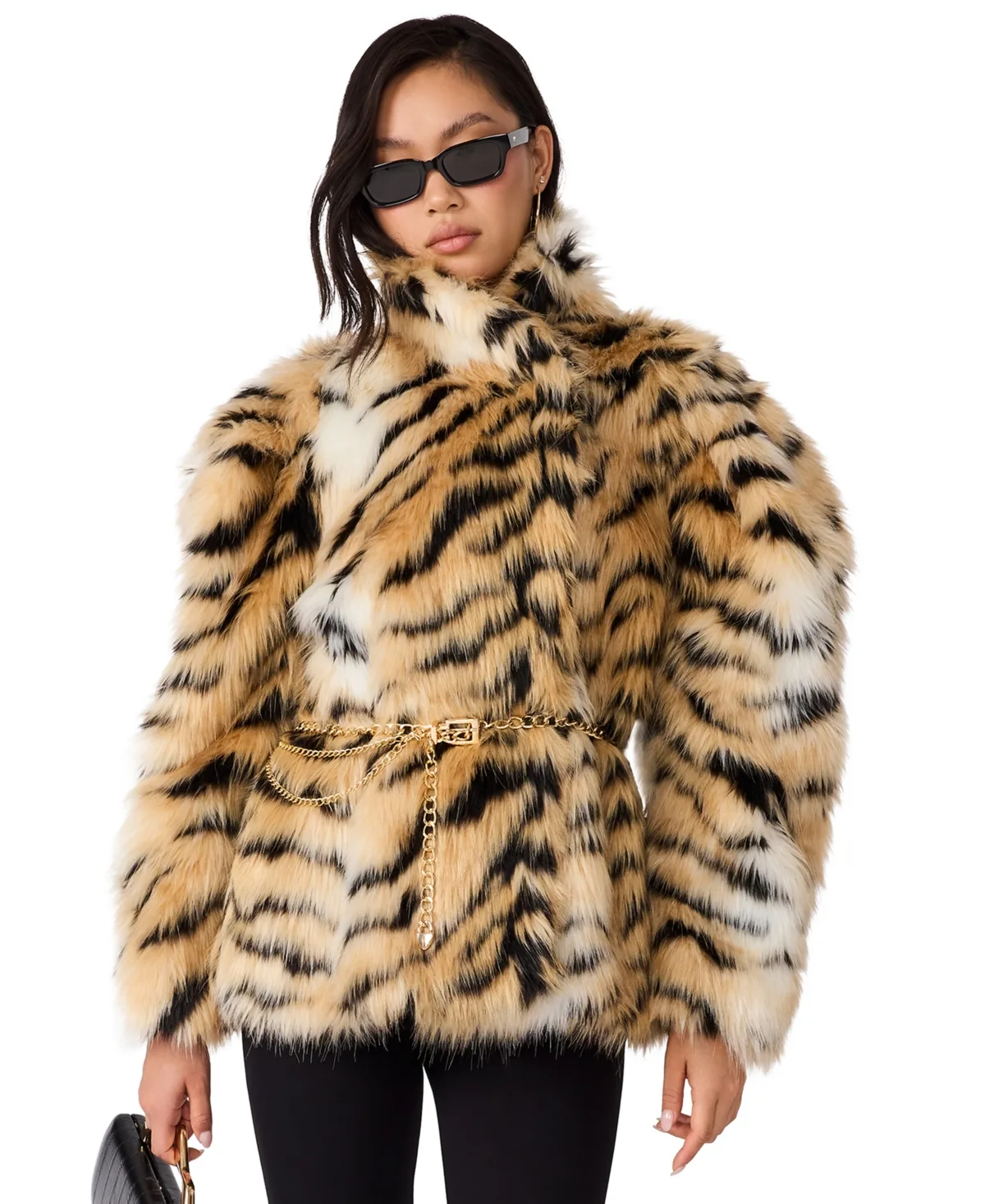Alexx Faux Fur Animal Print Coat by Steve Madden