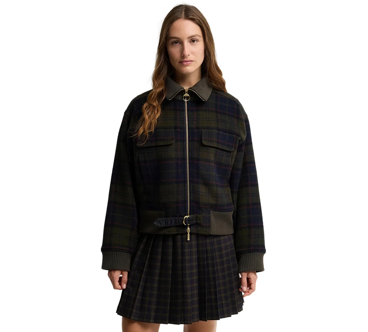 Ivybridge Plaid Wool-Blend Funnel-Neck Jacket by Barbour
