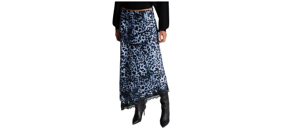 Asymmetrical Leopard-Print Lace Skirt by Kenneth Cole