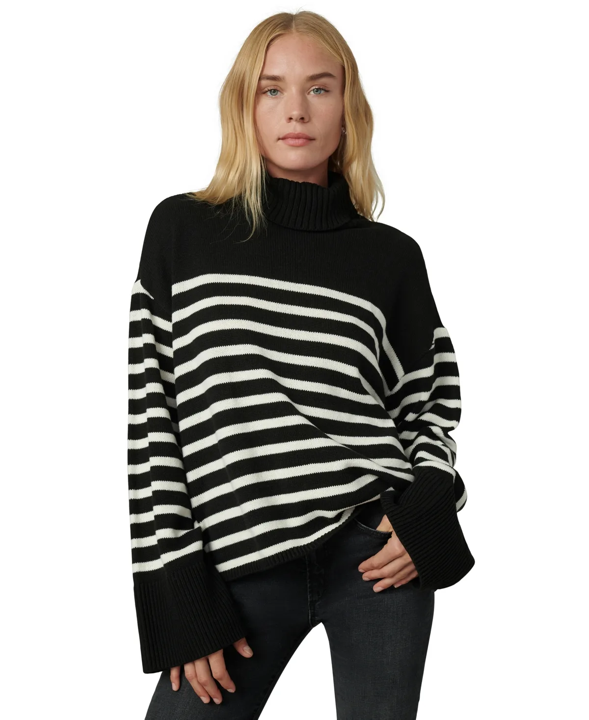Penelope Oversized Turtleneck Striped Sweater by Joe's Jeans